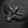 925 sterling silver American eagle pendant with spread wings and detailed feathers on dark stone background