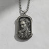 925 sterling silver St. Jude Taddeus pendant with detailed relief on white background showing patron saint design