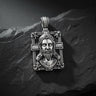 925 sterling silver Jesus cross pendant with rose gold plating and intricate religious design on black slate