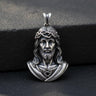 925 sterling silver Jesus Christ pendant with Crown of Thorns detailed craftsmanship on dark stone surface
