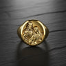 925 sterling silver Sacred Hearts ring with Jesus Christ and Virgin Mary relief design in gold finish