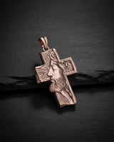 Angled view of gold Jesus profile pendant showing intricate beard and hair craftsmanship