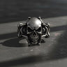 925 sterling silver skull tentacle ring with octopus design displayed on dark surface with oxidized finish
