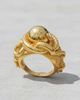 Gold-plated version of the artisan octopus ring, showcasing the same detailed tentacle design with a polished gold finish.