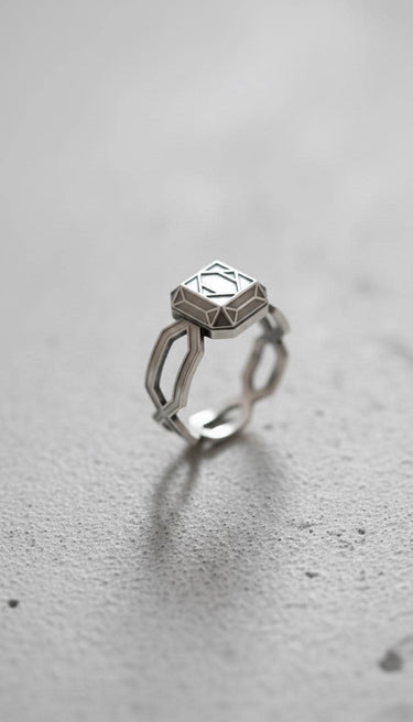 Silver Geometric Ring