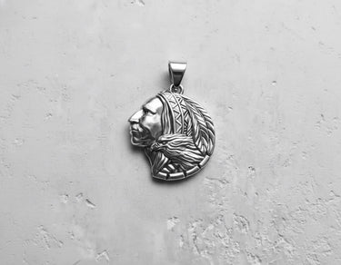 Silver Indian Chief Eagle Pendant