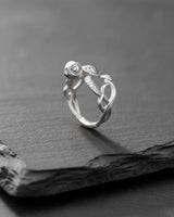 Side profile of the 925 sterling Silver Turtle Ring, showcasing the adjustable woven band and the turtle's head detail.