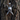 Polished silver gladiator helmet pendant with intricate sword details hanging vertically