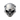 Close-up front view of silver angry skull ring with furrowed brow and oxidized details on textured rock