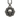 Front view of 925 sterling silver skull rudder pendant with detailed rope border on coal background