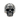 Front view of the handcrafted silver weathered skull ring, showcasing its detailed teeth and deep eye sockets on a dark surface.
