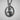 Curled Tail Cat Pendant, oxidized silver, front view with shadow