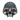 Front view of 925 sterling silver jeweled skull ring featuring a black stone crown and striking red gemstone eyes.