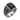 Front angle of 925 sterling silver onyx skull signet ring featuring black stone and side skull engraving on white background
