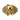Rosette skull ring in gold vermeil, front view on white