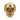 Front view of gold vermeil skull jaw ring featuring intricate carved patterns and a highly detailed anatomical design.
