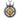 Horned Hittite sun pendant, front view on white background