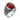 Three-quarter view of the 925 sterling silver Masonic carnelian ring with red gemstone and oxidized square compass emblem.
