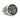 Hermetic Seal Ring, oxidized silver, front view on white