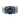 Blue Sapphire Signet Ring, oxidized silver, front view on white