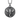 Floral elephant pendant, oxidized silver, front view on white