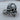 Rebel Skull Ring, oxidized silver, angled front view