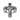 Sacred Heart cross ring, oxidized silver, front view on white
