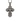 Trefoil Cross Pendant, oxidized silver, front view on white