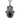 Hamsa onyx palm pendant, oxidized silver, front view on white