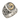 Waw scroll signet ring, front view on white background