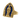 Santa Muerte Enamel Niche Ring, gold vermeil, front view on white background