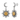 Citrine sunbeam halo drop earring, two-tone, front view on white