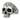 Baroque skull ring, oxidized silver, front view on white background