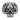 Scroll skull ring, oxidized silver, front view on white background