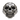 Tribal skull ring, oxidized silver, front view on white