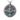 Aztec Sun Stone Turquoise Pendant, oxidized silver, front view on white
