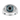 Evil Eye Aurora Halo Ring, polished silver, front view on white