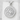 Three Headed Dragon Medallion Pendant, polished silver, front view on stone pedestal