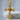 Rose Vine Cross Pendant, gold vermeil, front view on stone
