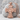 Saint Michael cross pendant, rose plated silver, front view on stone
