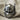 Mecha Commander Ring, oxidized silver, front perspective view on fabric