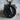 Nefertiti Medallion Pendant, black rhodium, front view on wood block