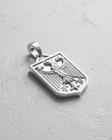 925 sterling silver German eagle pendant featuring Bundesadler coat of arms on a shield design with polished border