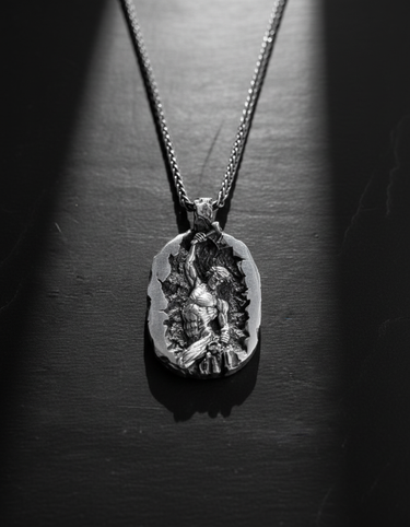 925 sterling silver self carving man pendant symbolizing self improvement and destiny