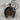 Horse Head Horseshoe Pendant, black rhodium, front view on wood block