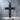 Western Cross Pendant, black rhodium, product photo on stone stand