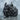 Japanese Oni Mask Ring, black rhodium plated, angled product photo
