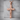 INRI Crucifix Beveled Pendant, rose gold plated silver, front view product photo