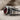 Garnet Chisel Bypass Ring, oxidized, close-up view of garnet setting and chisel ridge