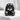 Gas mask skull ring in black rhodium plated silver, studio view